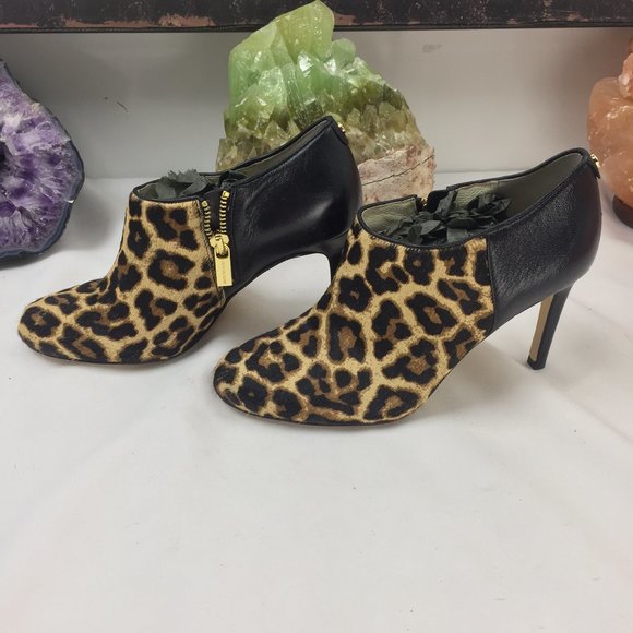 Michael Kors Fur Leather Heel Boot Zip print two - Picture 2 of 12